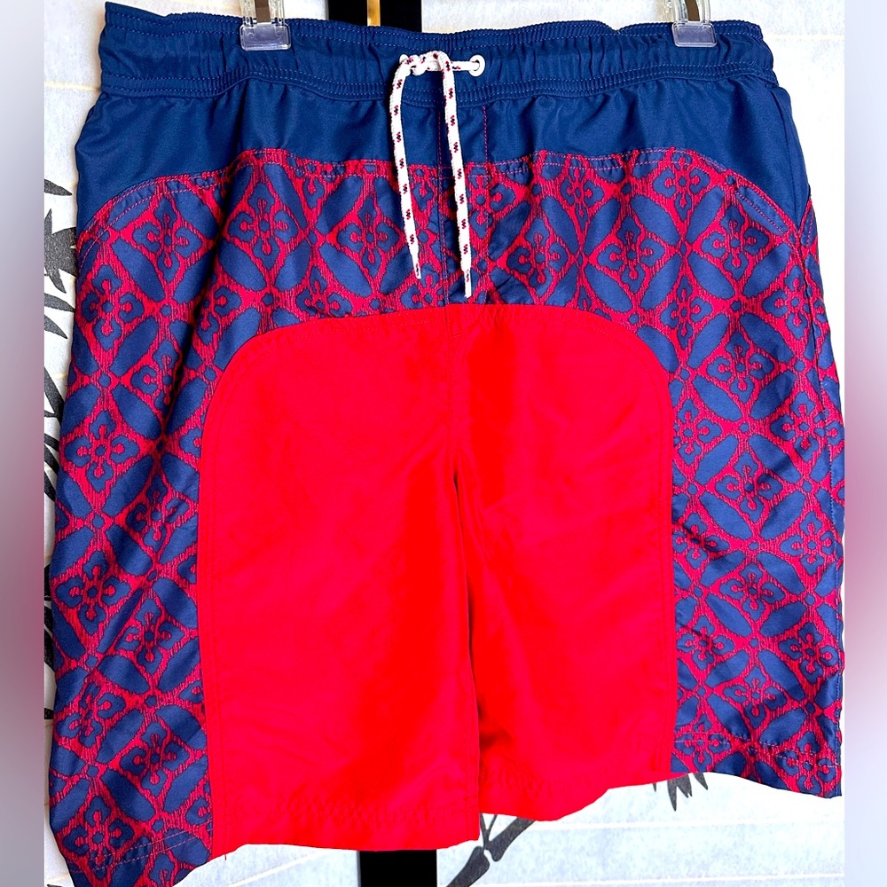 Lands End Boys Blue and Red Swim Trunks Size XL